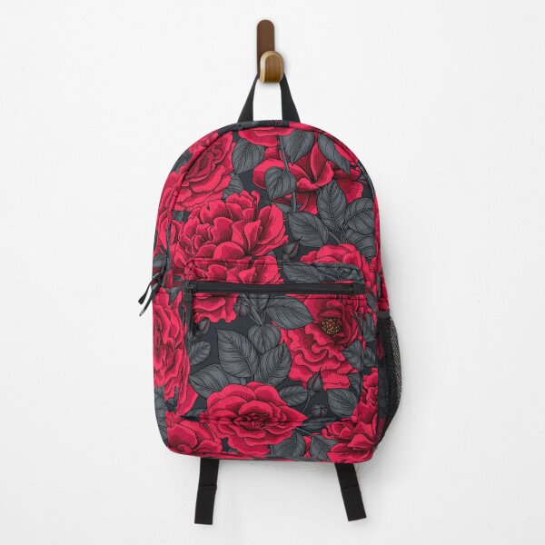 Item preview, Red roses with gray leaves on black designed and sold by Katerina Mitkova Kirilova.