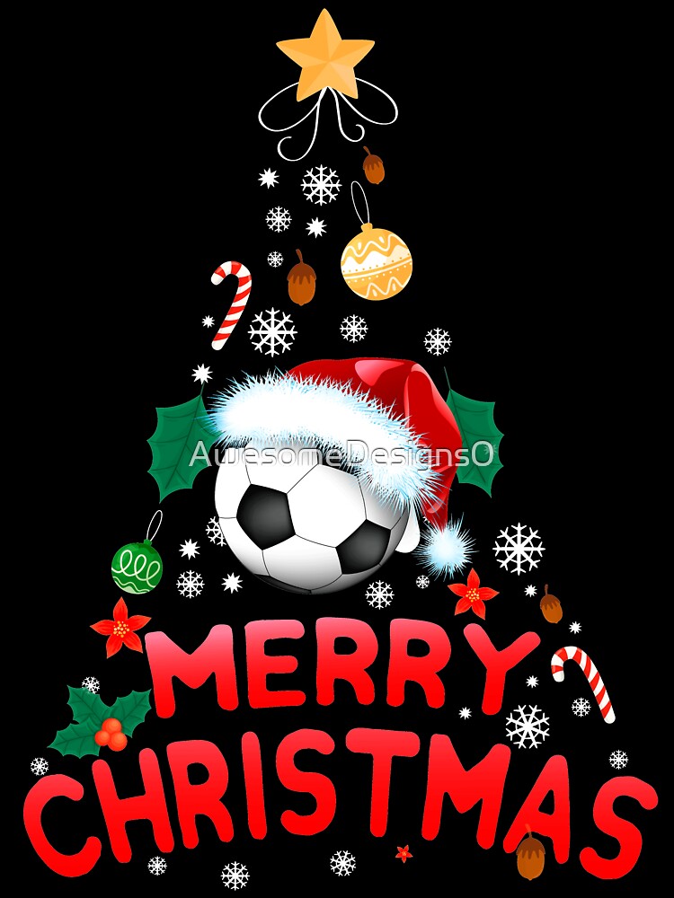 Christmas Tree Football Soccer Santa Hat 2021 Funny Sports Xmas Boy Men Kid   Kids T-Shirt for Sale by AwesomeDesigns0