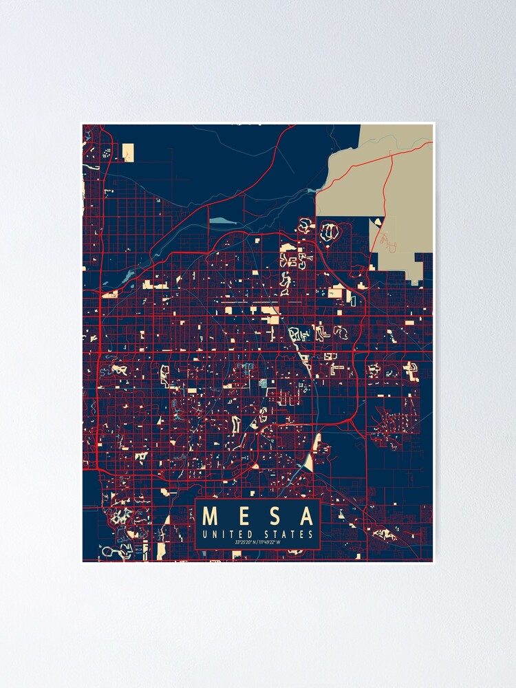 Mesa City Map Of Arizona USA Hope Poster For Sale By DeMAP Redbubble   Fposter,small,wall Texture,product,750x1000 