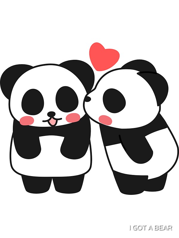 Cute Cartoon Panda Kissing