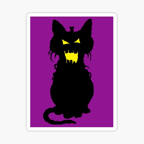 Pumpkin Cat On Purple Sticker