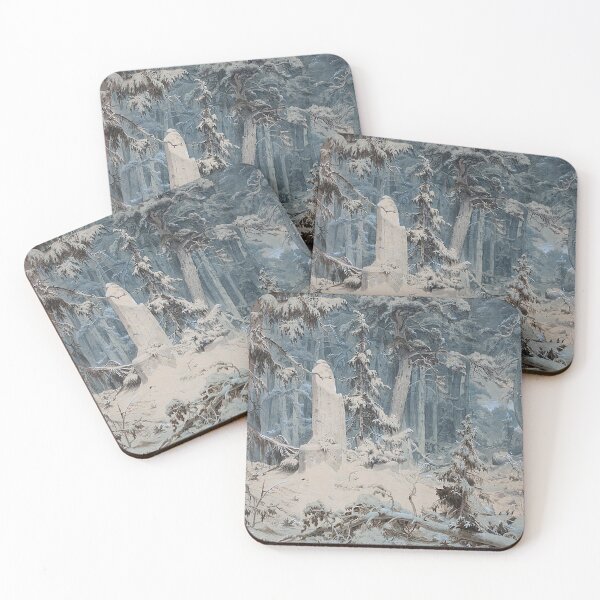Item preview,  Rune covered stele in a Snowy Forest - Andreas Achenbach designed and sold by Vintage Designs +.