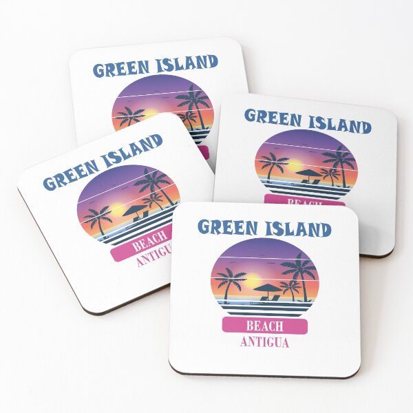Item preview, Retro Cool Green Island Beach Antigua Sunset designed and sold by designArt95.