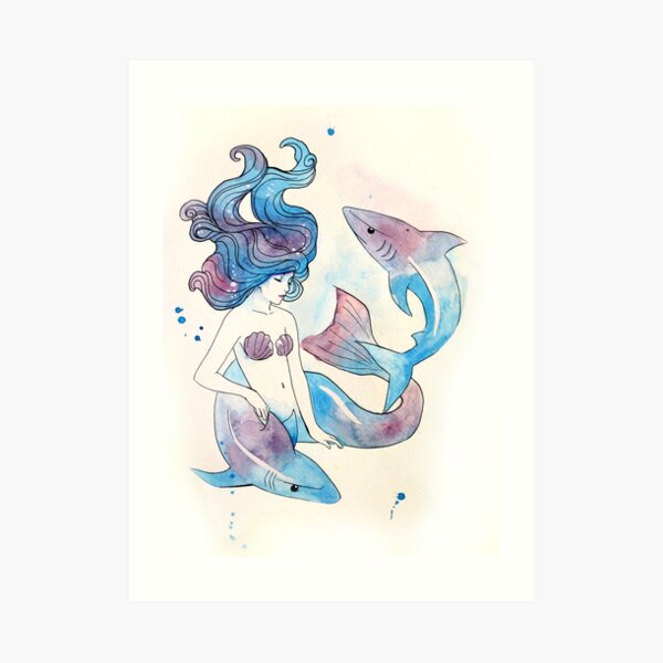 Blue Mermaid Art Print