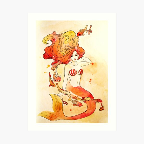 Fiery Mermaid Art Print