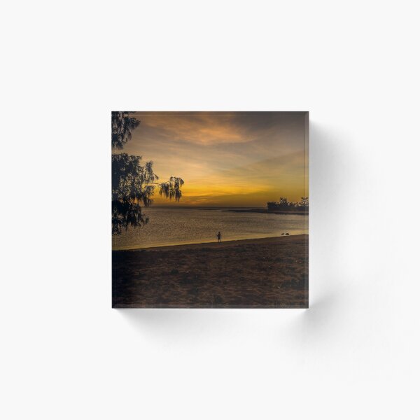 Sunset fishing on a remote beach Acrylic Block