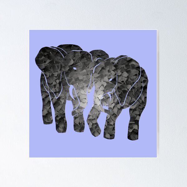 Item preview, Two elephants (blue) designed and sold by MidnightMagpie.