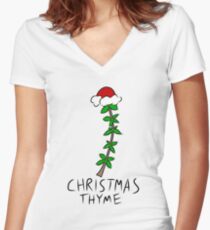 Christmas Thyme Women's Fitted V-Neck T-Shirt