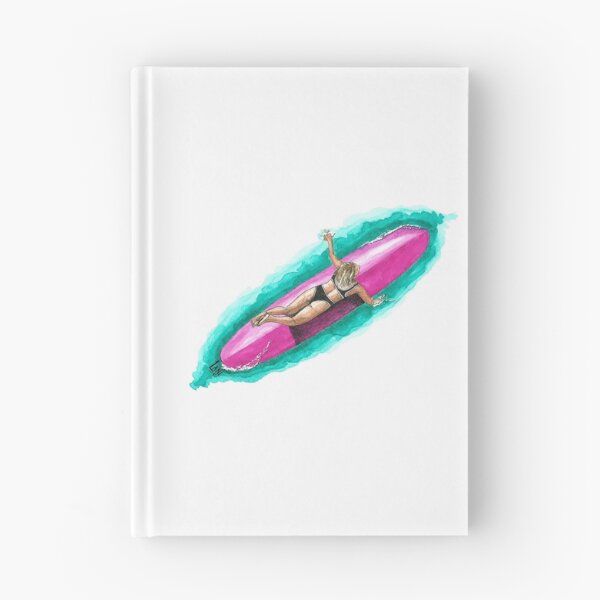 Item preview, Fuscia Freedom - Surfer girl on pink surfboard in turquoise green water designed and sold by LaniCroaker.