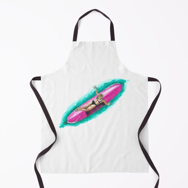 Item preview, Fuscia Freedom - Surfer girl on pink surfboard in turquoise green water designed and sold by LaniCroaker.