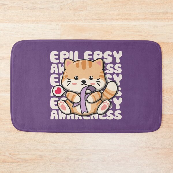 Item preview, Cute Cat Holding Epilepsy Awareness Ribbon designed and sold by Luan Huynh.
