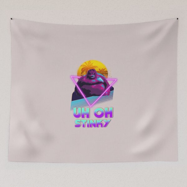 Item preview, Uh Oh Stinky Poop Le Monke 80s Vaporwave Outrun Style  Sticker designed and sold by InkenDoreenKrec.