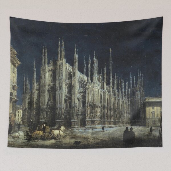 Aperçu de l'œuvre Night on the Piazza del Duomo - Angelo Inganni  créée et vendue par Vintage Designs +.