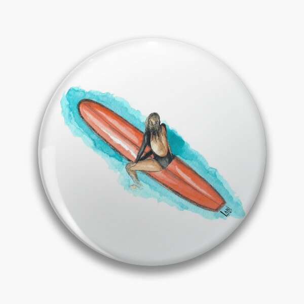 Item preview, Lull - Surfer girl on orange surfboard in turquoise water designed and sold by LaniCroaker.