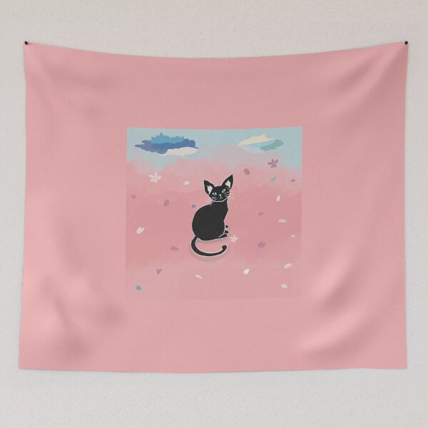 Item preview, Dreamy black cat on pink and blue cloud designed and sold by Dearlinh.
