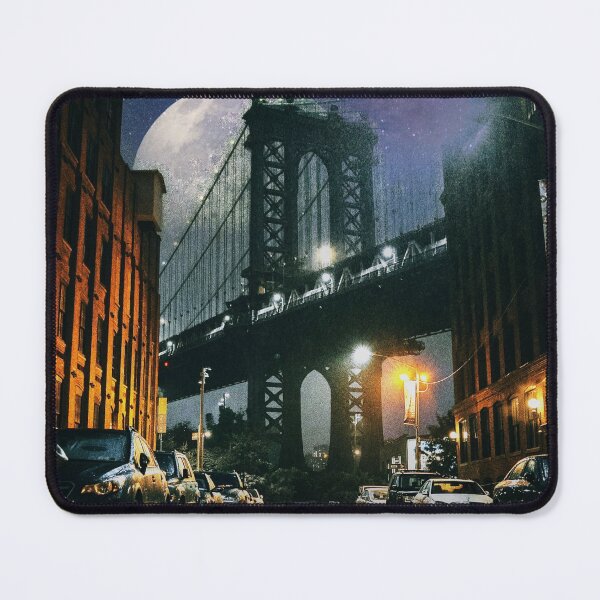 Item preview, A bridge along a moonlight city street designed and sold by mrtom414.
