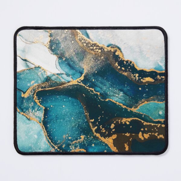 Item preview, Alchohol Ink Liquid Marble in Teal + Gold  designed and sold by cadinera.