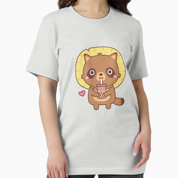 Vista previa del artículo con la obra «El lindo perro mapache Tanuki ama el té de burbujas», diseñado y vendido por rustydoodle.