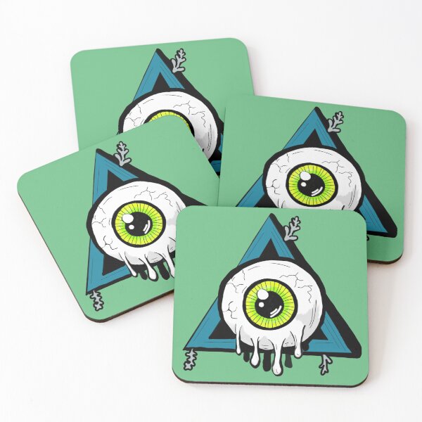 Item preview, Melting Green yellow all seeing eye Green background  designed and sold by DemonicGloom.