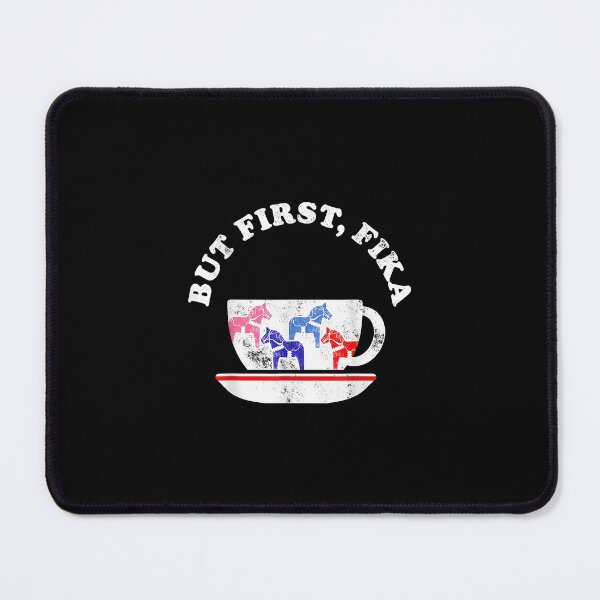 Item preview, But First Fika Scandinavian Coffee Break Dala Horse designed and sold by Revonda Codjoe.