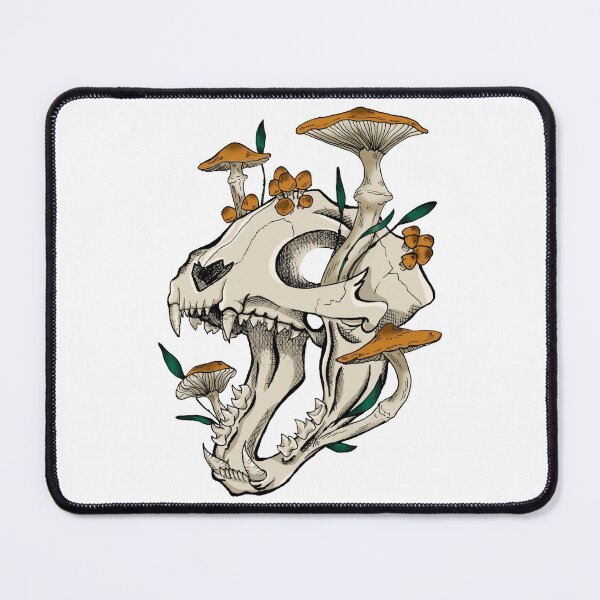 Item preview, Cat Skull with Mushrooms Color designed and sold by Lisbeth Six.