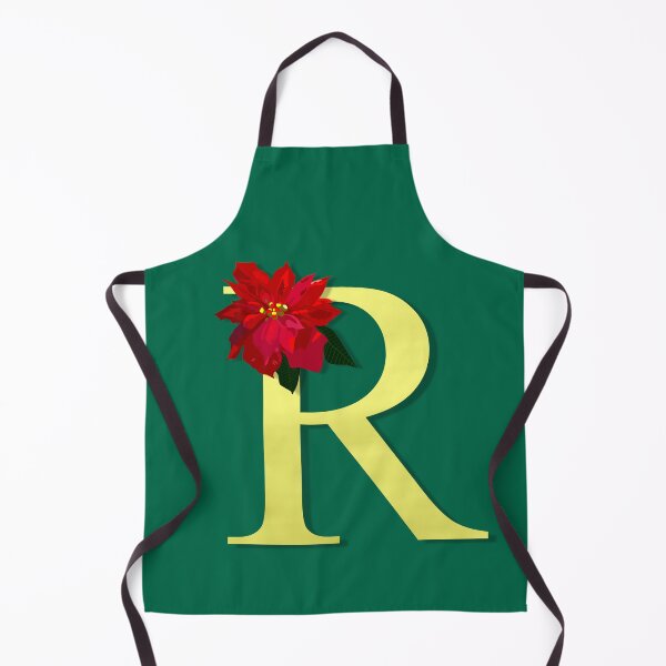 Item preview, The Letter R Gold with Poinsettia on Green 5748 designed and sold by Art in My Loft.