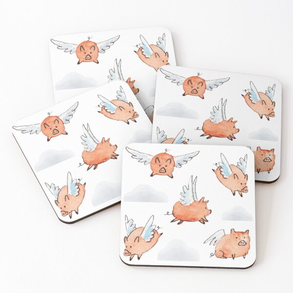Item preview, Watercolor Flying Pig Pattern designed and sold by Brigidmalloy.