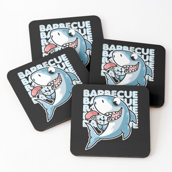 Item preview, Shark Cooking Sausages Barbecue BBQ print designed and sold by theodoros20.