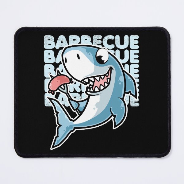 Item preview, Shark Cooking Sausages Barbecue BBQ print designed and sold by theodoros20.