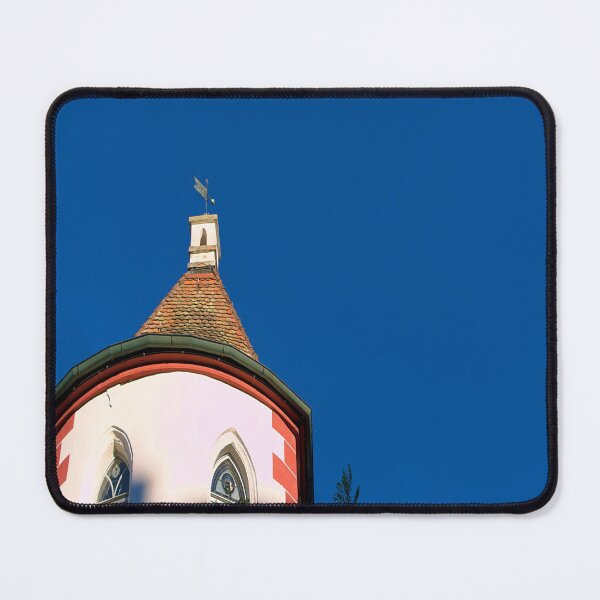 Item preview, Castle tower in autumnal evening light against a clear blue sky designed and sold by frankuffmann.