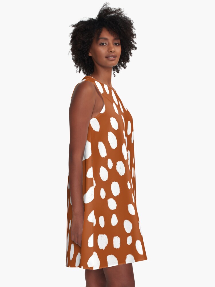 Large Dalmatian Polka Dot Spots Pattern burnt orange white