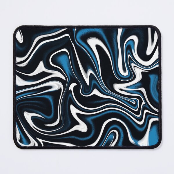 Blue, Black and White Estonia Swirls Mouse Pad