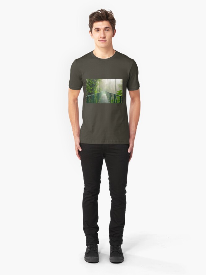 Alternate view of Suspension bridge in rainforest Slim Fit T-Shirt