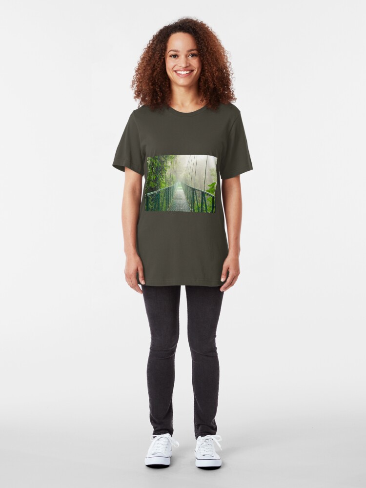 Alternate view of Suspension bridge in rainforest Slim Fit T-Shirt