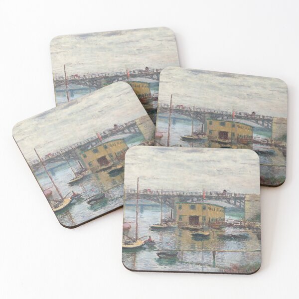 Aperçu de l'œuvre Peinture impressionniste Pont d'Argenteuil un jour gris (1876) par Claude Monet créée et vendue par Designedbysm.