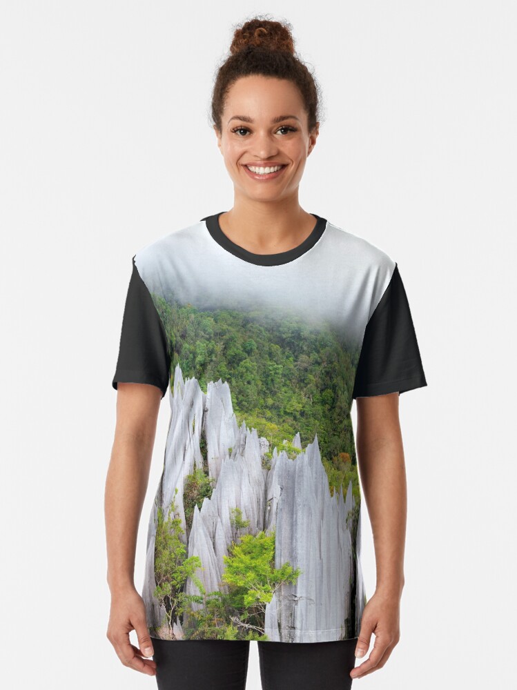 Alternate view of Limestone pinnacles at gunung mulu national park Graphic T-Shirt