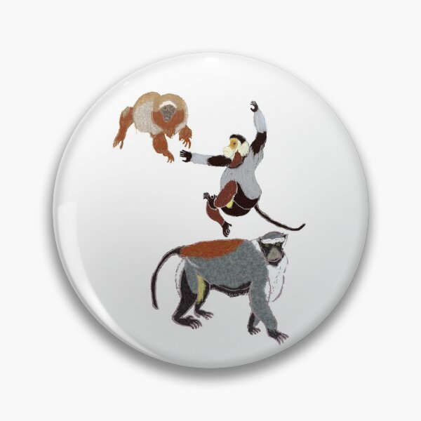 Item preview, A trio of monkeys white tailed titi, red shanked douc, diana monkey designed and sold by NatureDesigned.