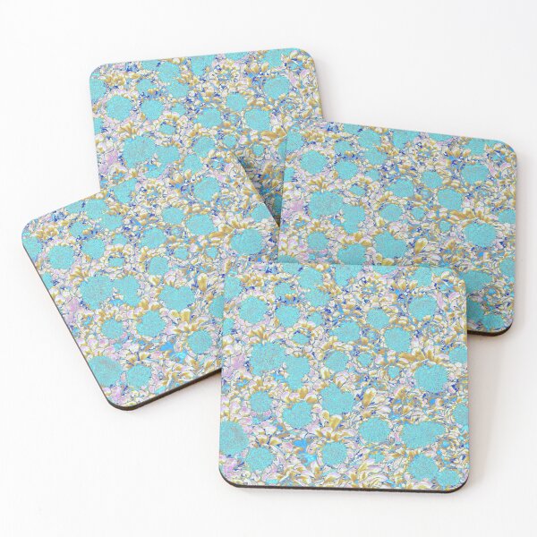 Item preview, The Cyan Floral Motives with Leaves  designed and sold by IraNiva.