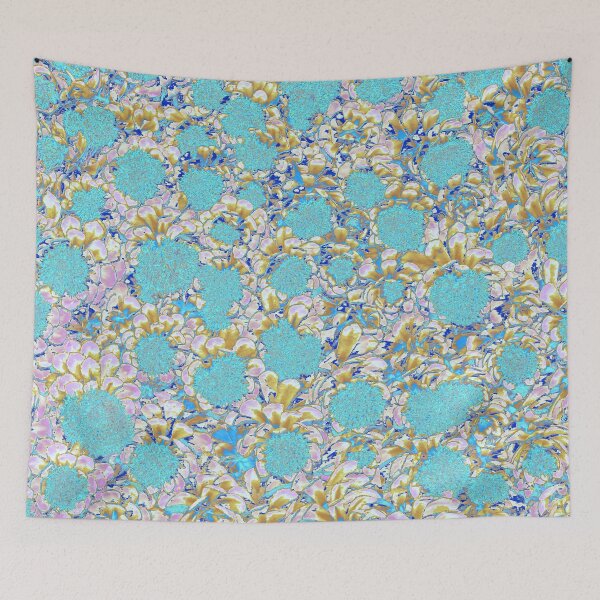 Item preview, The Cyan Floral Motives with Leaves  designed and sold by IraNiva.