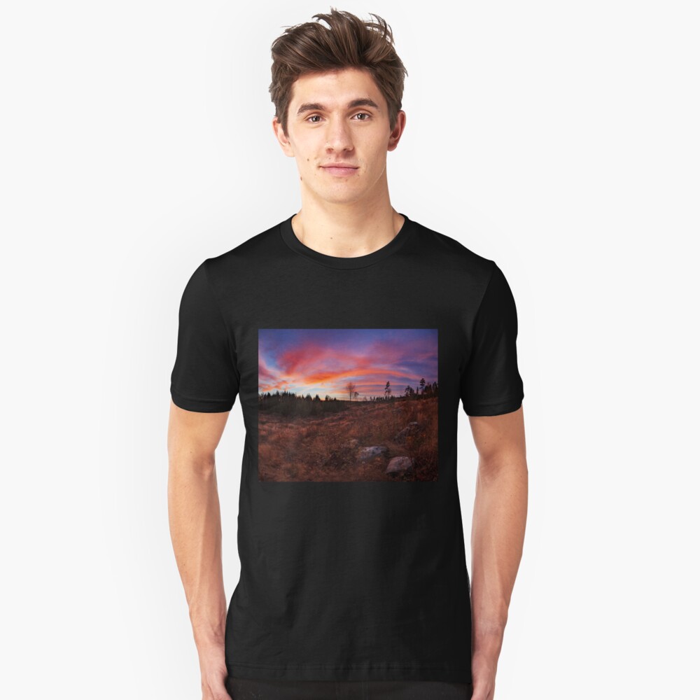 Beautiful vibrant sunset clouds landscape Slim Fit T-Shirt