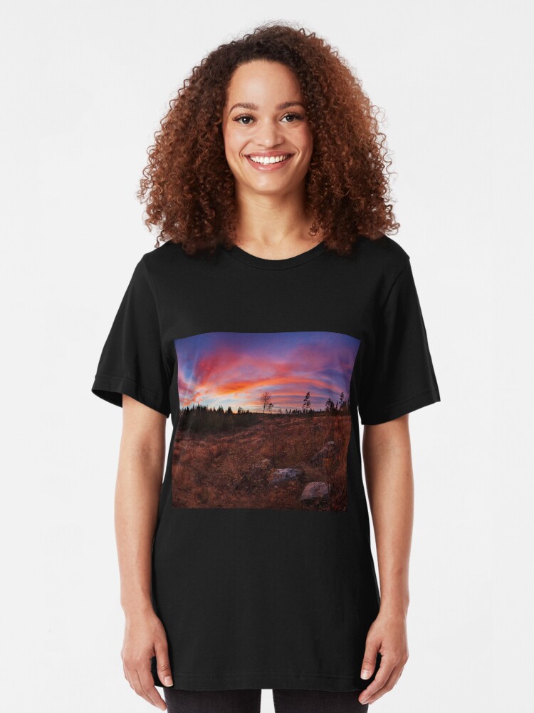Alternate view of Beautiful vibrant sunset clouds landscape Slim Fit T-Shirt