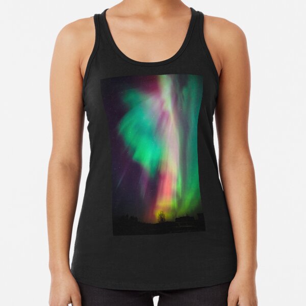 Beautiful multicolored northern lights in Finland Racerback Tank Top