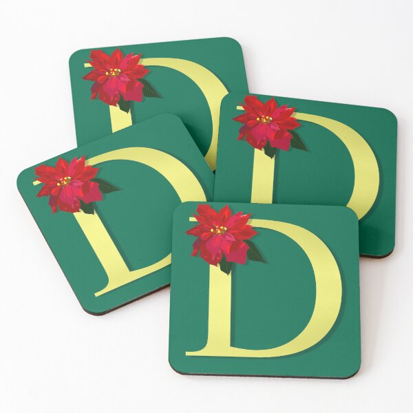 Item preview, The Letter D Gold with Poinsettia on Green 5748 designed and sold by Art in My Loft.