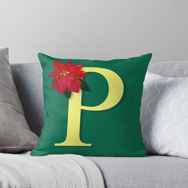 Item preview, The Letter P Gold with Poinsettia on Green 5748 designed and sold by Art in My Loft.