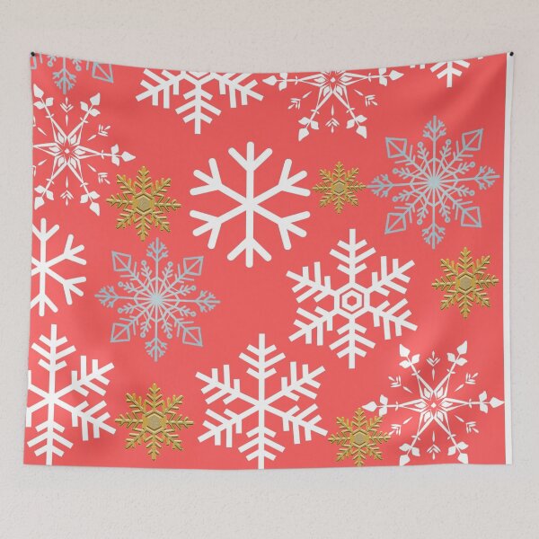 Item preview, Red and White Christmas Snowflakes Pattern  designed and sold by HONESTmerch-.