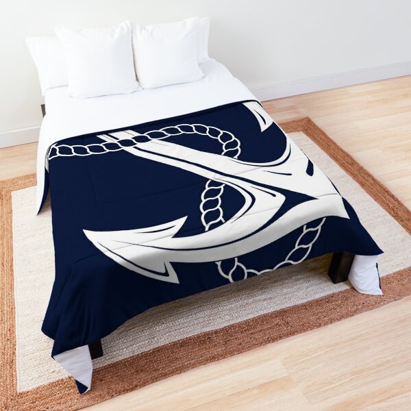 Anchor Nautical White & Navy Comforter