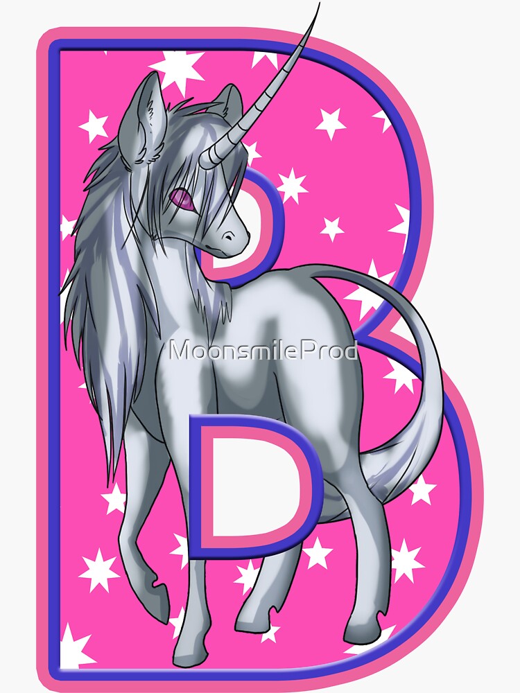 "Unicorn Letter B" Sticker For Sale By MoonsmileProd | Redbubble