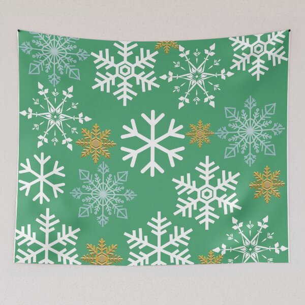 Item preview, Green and White Christmas Snowflakes Pattern  designed and sold by HONESTmerch-.