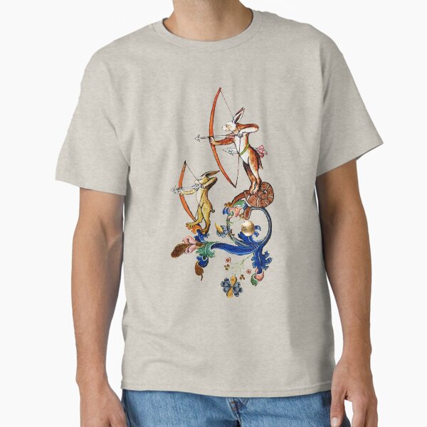 Item preview, WEIRD MEDIEVAL BESTIARY, ARCHER RABBITS ON FLORAL SWIRLS designed and sold by BulganLumini.