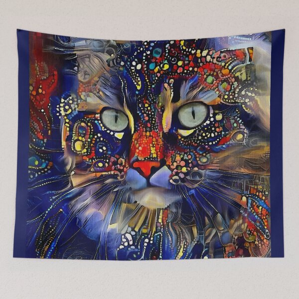 Item preview, Tabata bleu circus, cat, chat, kitty, kitten, cat, lea roche paintings designed and sold by L. ROCHE.